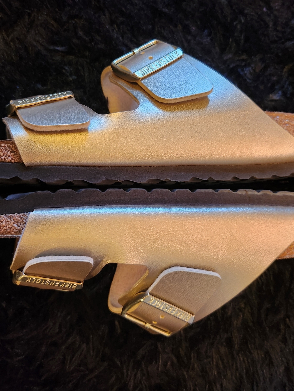 Birkenstock Women’s Two-Strap Metallic Gold Sandals - Picture 5 of 8